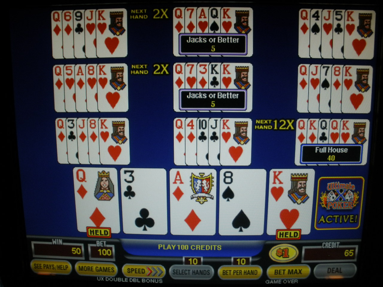 igt game king super star poker multi game video with large 19