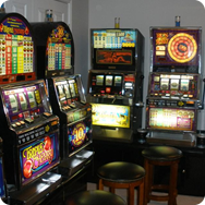 game room with slot machines