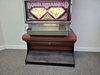 BULL NOSE SLOT MACHINE STAND - BASE WITH SOLID WOOD FOOTREST & WOODGRAIN FINISH - 28" WIDE - 