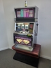 BULL NOSE SLOT MACHINE STAND - BASE WITH CARPETED FOOTREST & WOODGRAIN FINISH - 32" WIDE - 