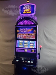 IGT DOUBLE DOUBLE GOLD FREE GAMES FIVE LINE S3000 SLOT MACHINE WITH LIGHTED TOPPER 