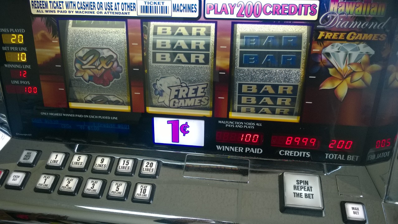 IGT HAWAIIAN DIAMONDS FREE GAME BONUS S2000 SLOT MACHINE - 