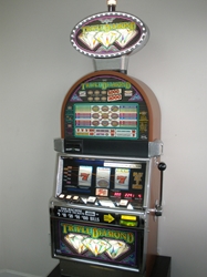 IGT TRIPLE DIAMOND NINE LINE S2000 SLOT MACHINE (BACKLIGHTED REELS) AND LIGHTED TOPPER 