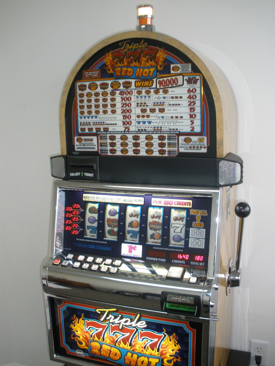 Triple red hot 777 slot machine for sale