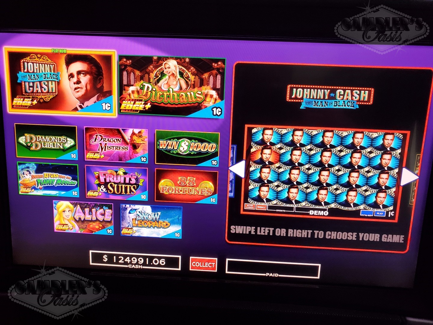 WMS BLADE GAME CHEST WITH JOHNNY CASH, BIER HAUS, RETURN FROM THE PLANET MOOLAH AND MORE MULTI GAME BB3 VIDEO SLOT MACHINE - 