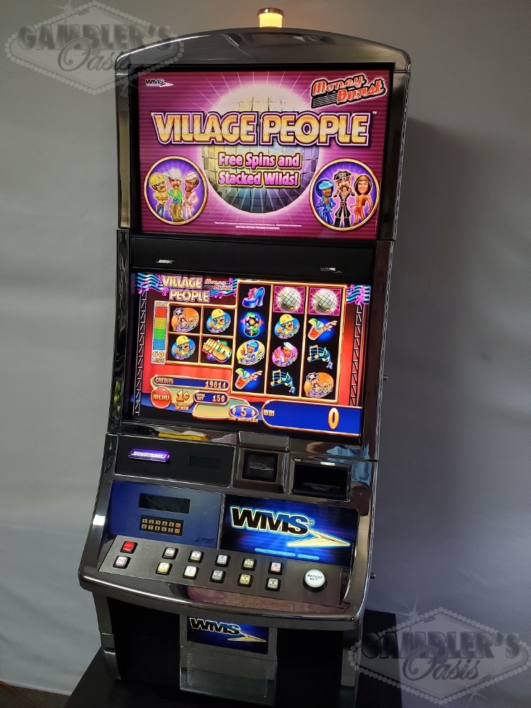 Two Screen Slot Machine WMS VILLAGE PEOPLE BB2 VIDEO SLOT MACHINE WITH DUAL MONITORS For Sale ...